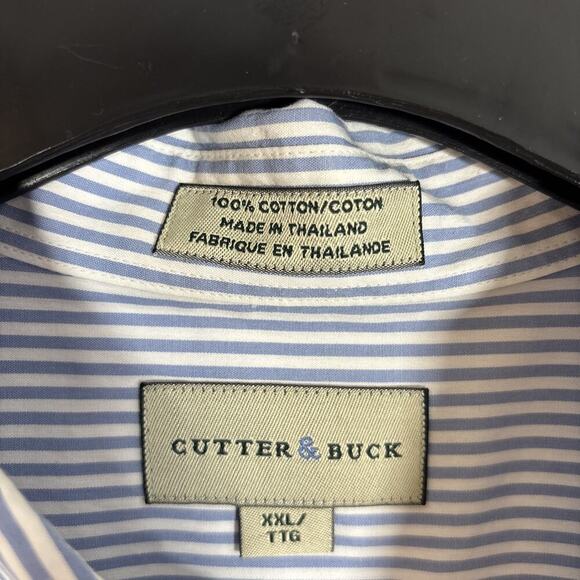 Cutter & Buck Green Bay Packers Button Front Dress Shirt Cotton XXL Blue Striped - Picture 3 of 8